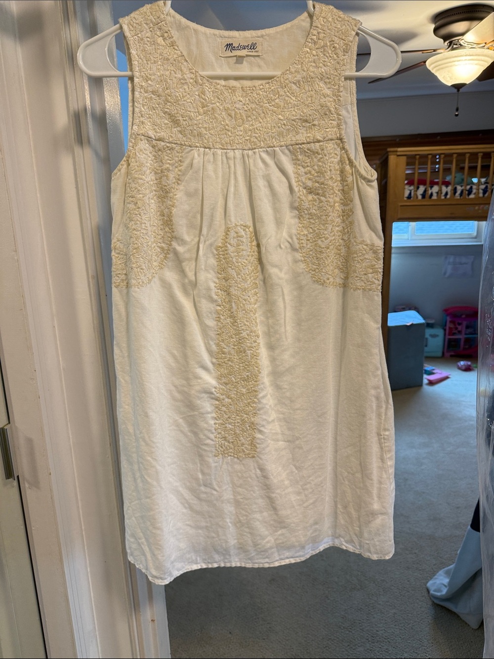 Madewell Cream Embroidered Mini Skirt